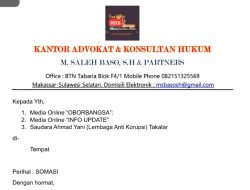 Kuasa Hukum Sekda Takalar Layangkan Somasi ke Media dan Aktivis Antikorupsi
