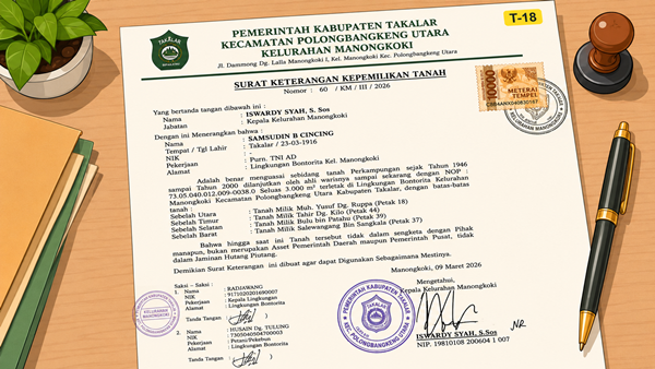 Sidang Sengketa Lahan di Takalar Seret Nama Pak Lurah Manongkoki soal SKKT