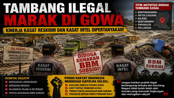 Kapolda Sulsel Didesak Evaluasi Kasat Reskrim dan Kasat Intel Polres Gowa Terkait Tambang 'Ilegal'