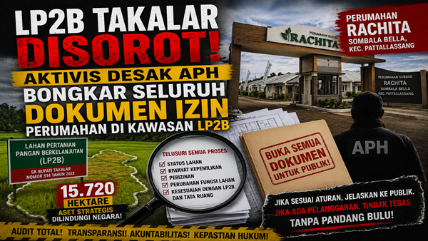 APH Didesak Bongkar Riwayat Alih Fungsi Lahan LP2B di Takalar
